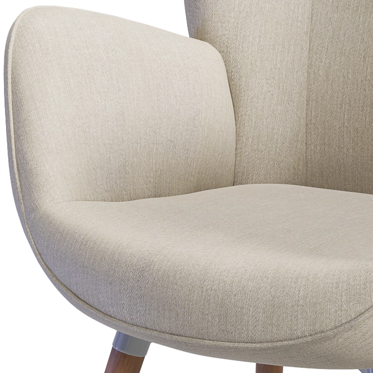Close-up fabric and arm detail of the chair
